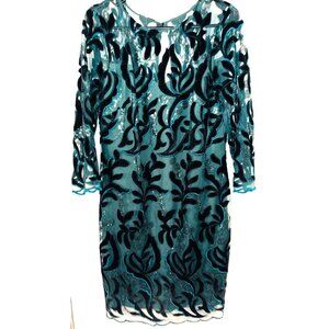 Donna Ricco New York Womens Size 12 Green Velvet Floral Lace Dress
